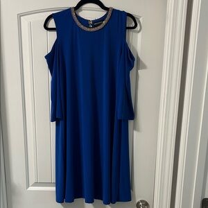 Nina Leonard Royal Blue Cold Shoulder Dress